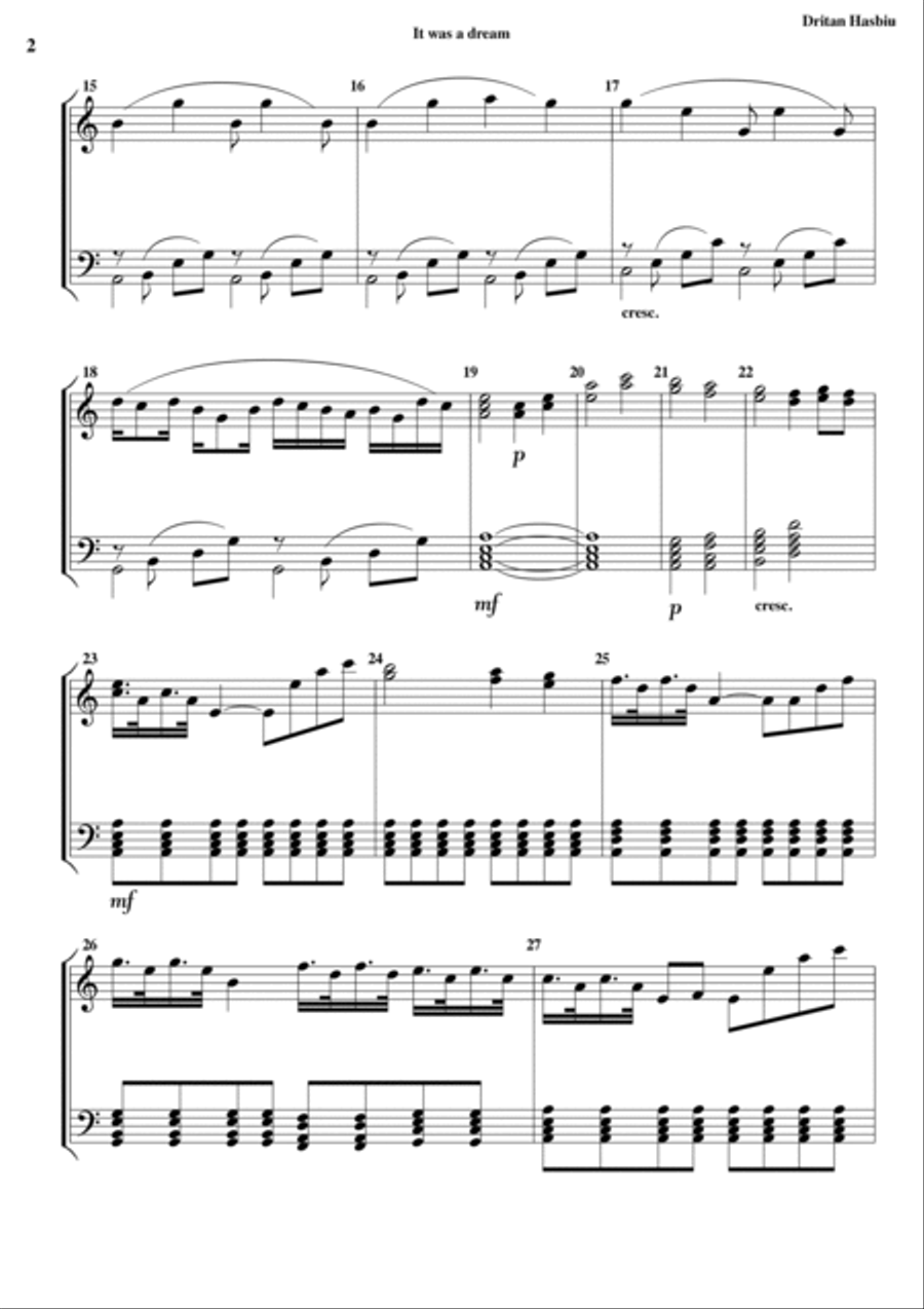 It was a dream Piano Solo scores gallery preview page 2