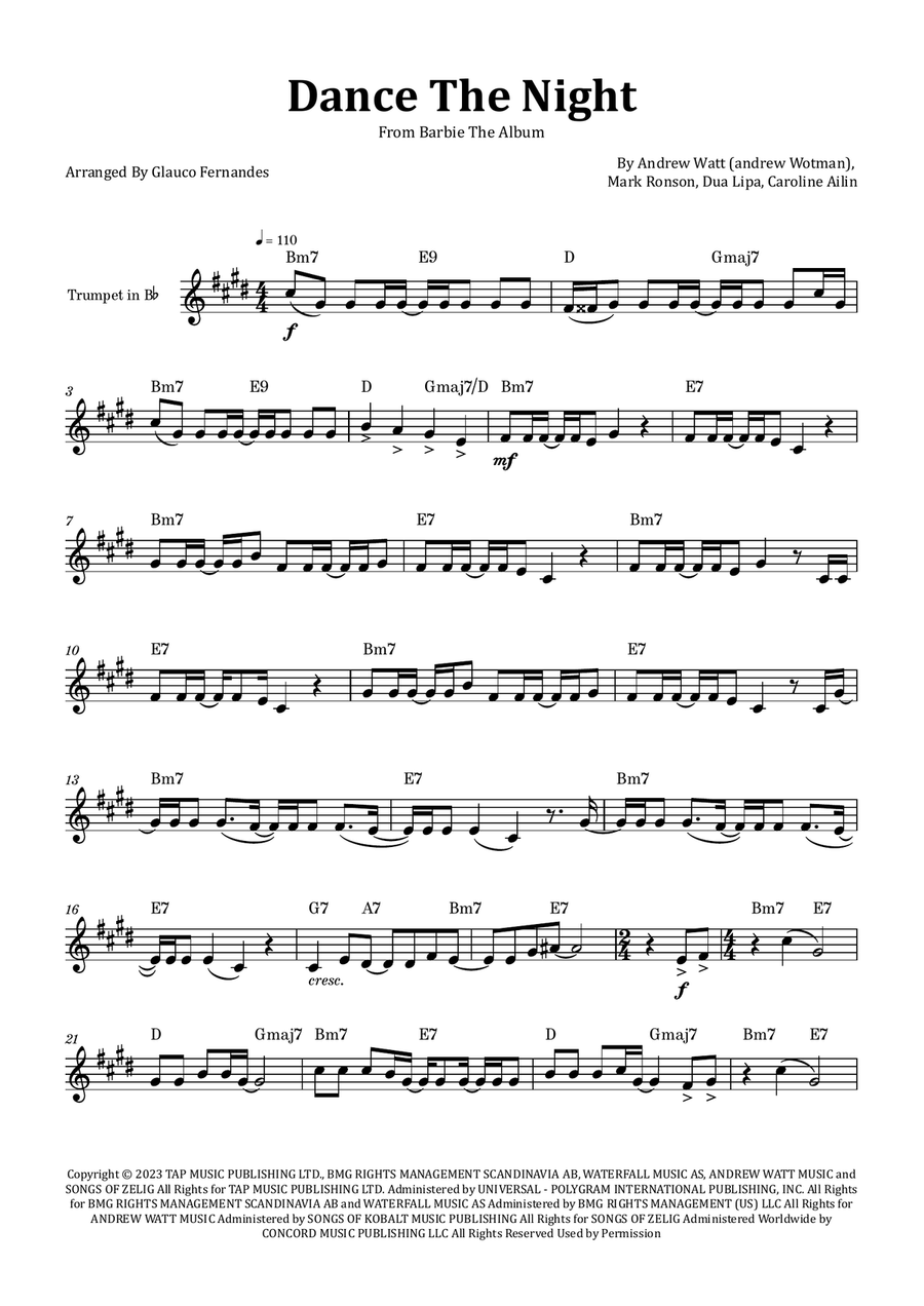 Dance The Night Chamber Music scores gallery preview page 1