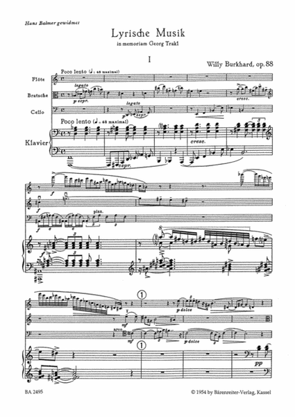 Lyrische Musik in memoriam Georg Trakl, Op. 88