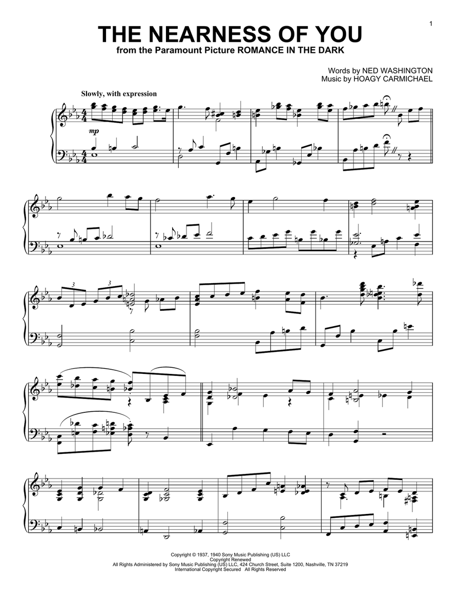 The Nearness Of You The Nearness Of You Piano Solo scores gallery preview page 1