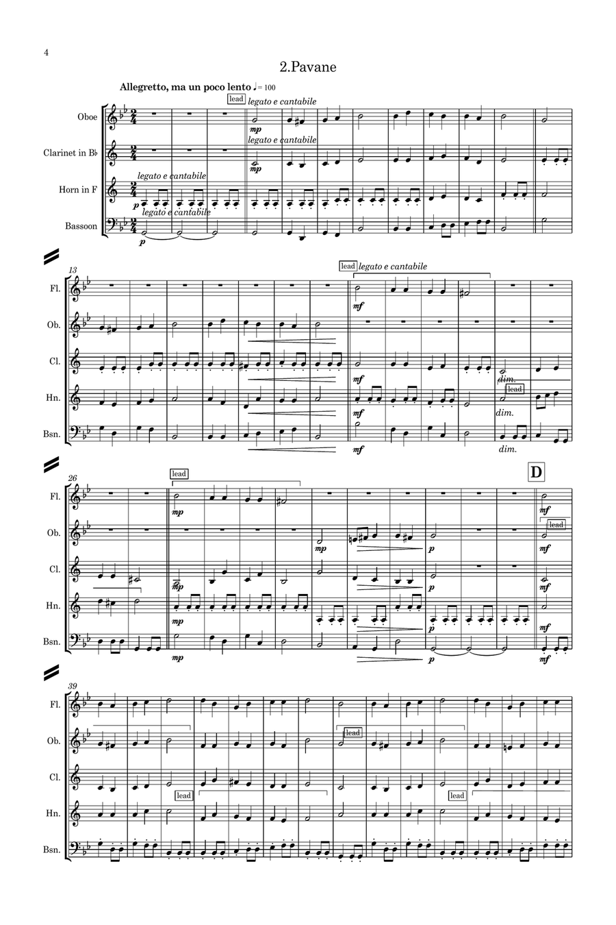 Peter Warlock: Capriol Suite (Complete) - wind quintet Woodwind Quintet scores gallery preview page 4