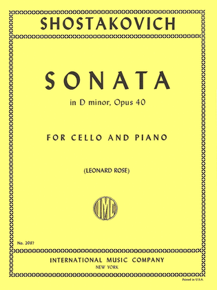 Book cover for Sonata In D Minor, Opus 40