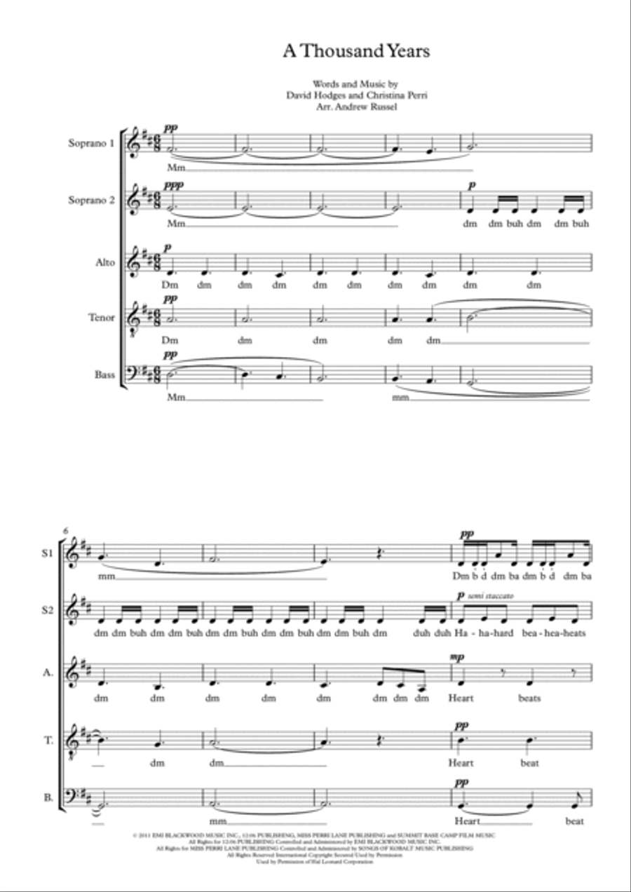 A Thousand Years 4-Part scores gallery preview page 2