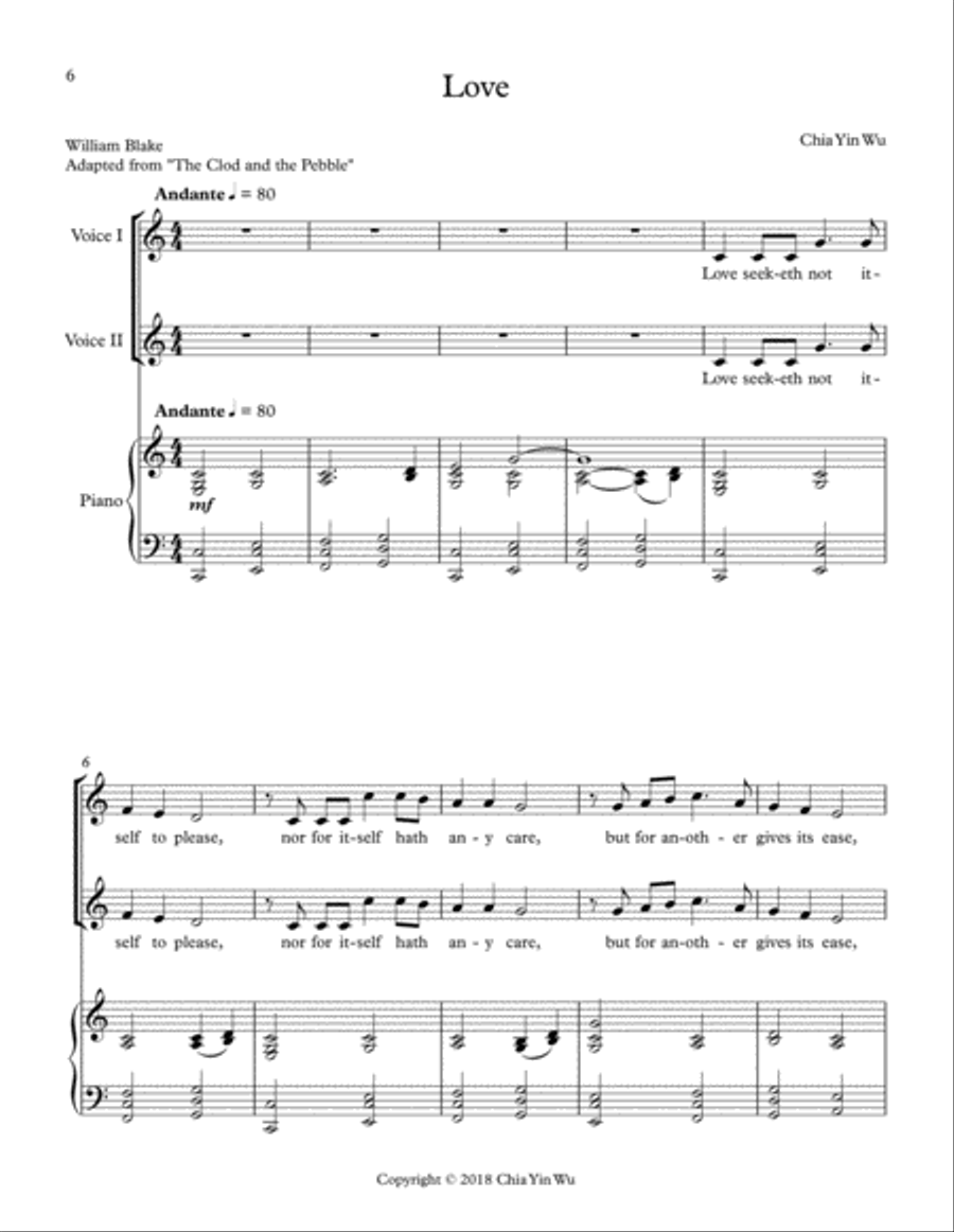 Three Songs of William Blake (Two Part Treble Voices and Piano) 2-Part scores gallery preview page 6