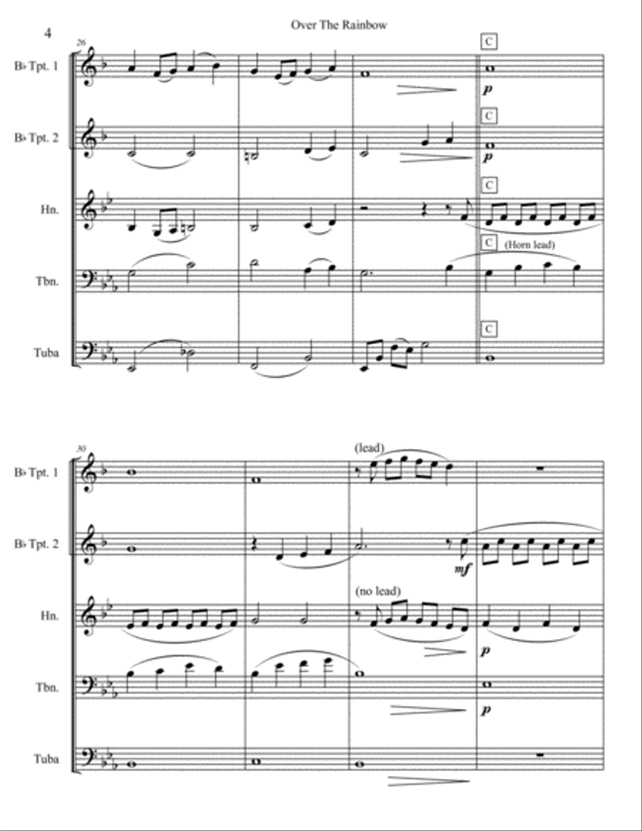 Over The Rainbow (from The Wizard Of Oz) Brass Ensemble scores gallery preview page 5