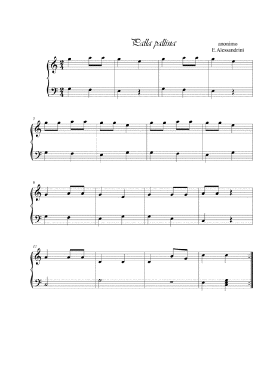 Ball ball. (Palla Pallina) Piano Method scores gallery preview page 1