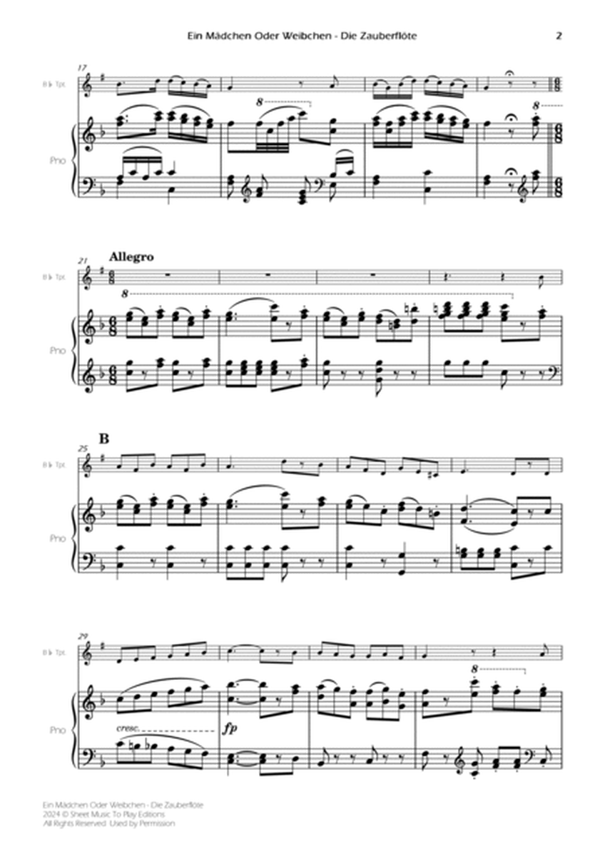 Ein Mädchen Oder Weibchen - Bb Trumpet and Piano (Full Score and Parts) image number null