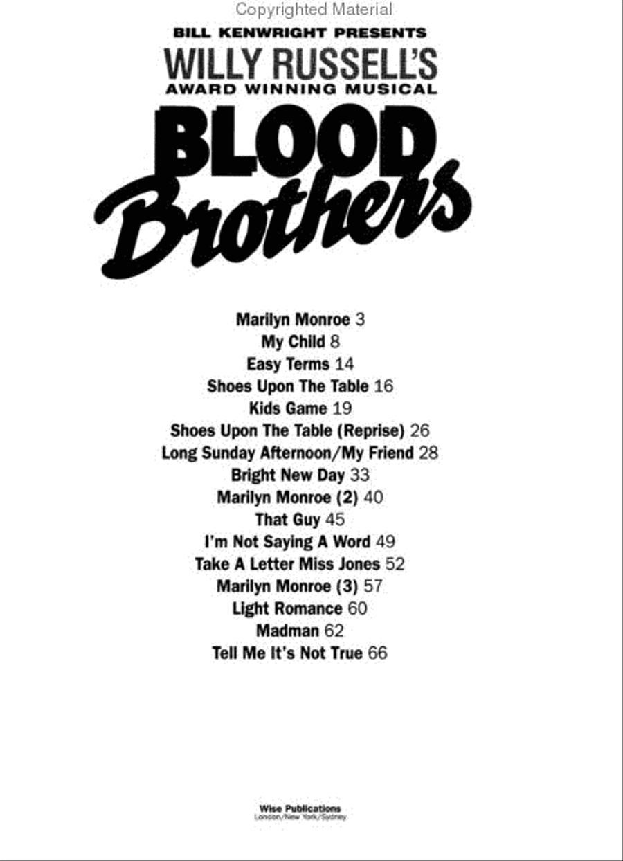 Blood Brothers Piano, Vocal, Guitar scores gallery preview page 2