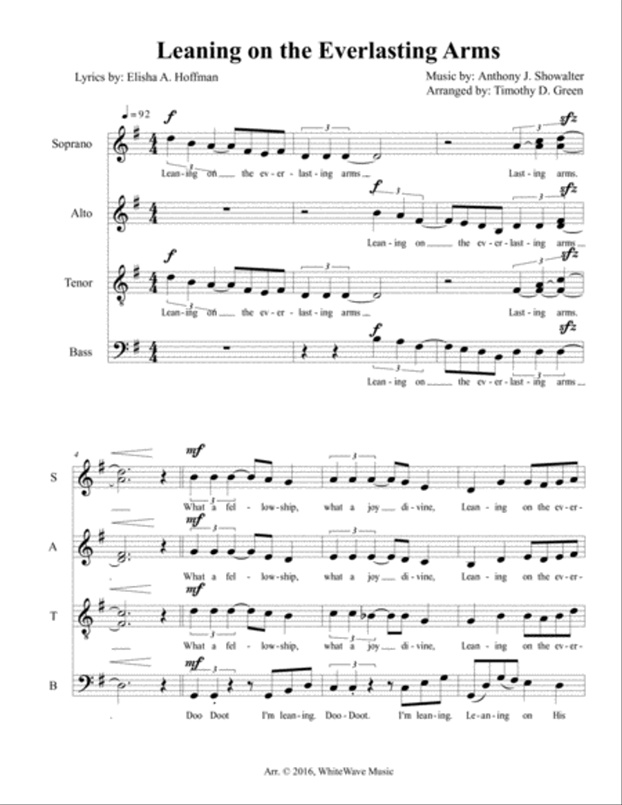Leaning On The Everlasting Arms 4-Part scores gallery preview page 2