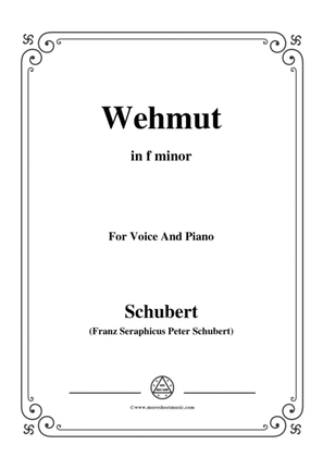 Book cover for Schubert-Wehmut,Op.22 No.2,in f minor,for Voice&Piano