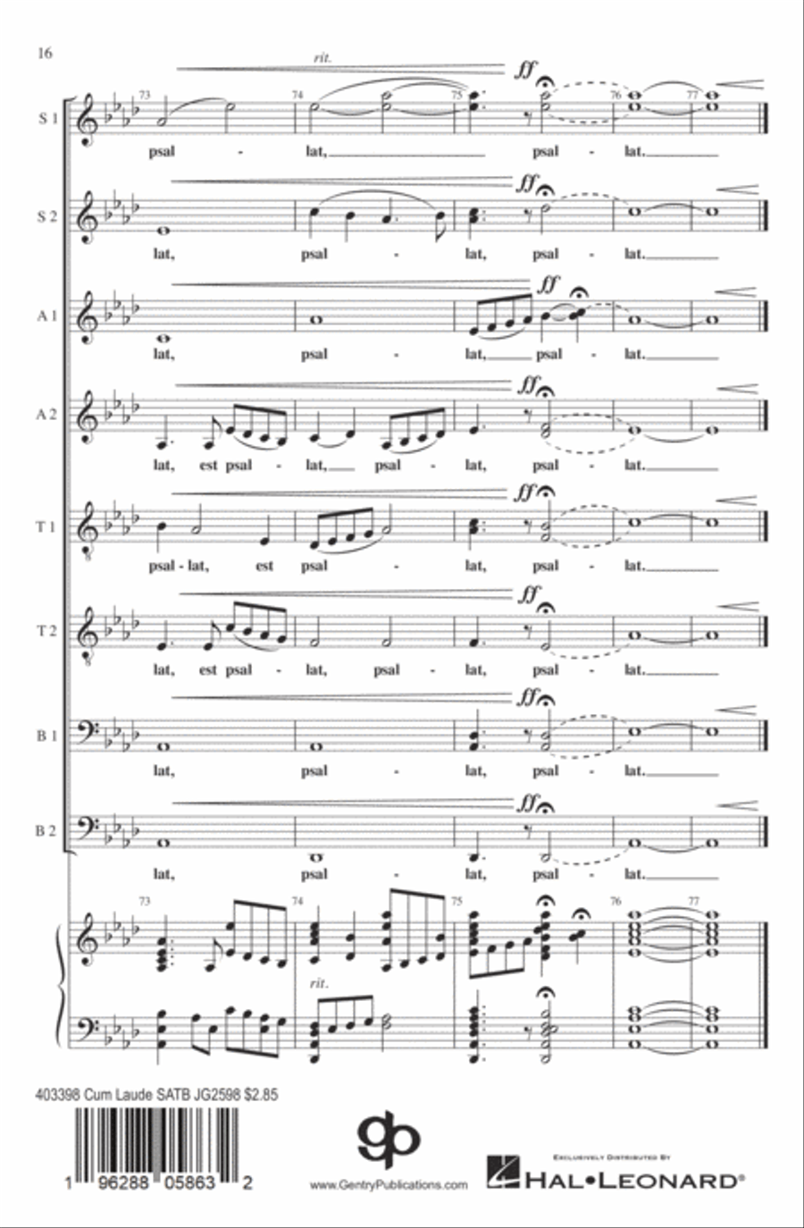 Cum Laude Ego Canto (With Praise I Will Sing) Divisi scores gallery preview page 16