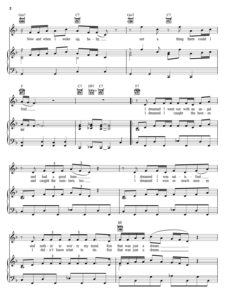 Just A Dream Piano, Vocal, Guitar scores gallery preview page 2