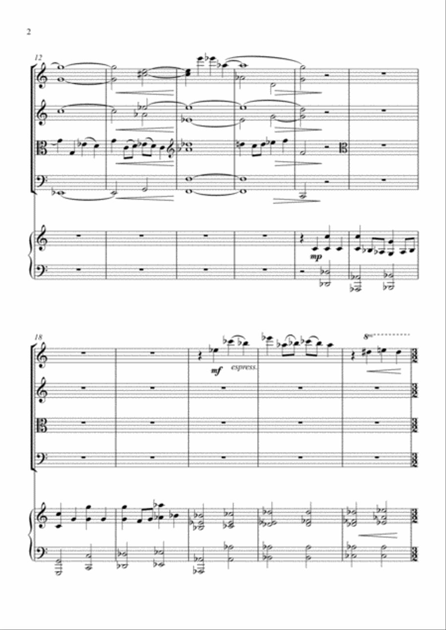 Elegiac Concertino for Harp and String Quartet Chamber Orchestra scores gallery preview page 2