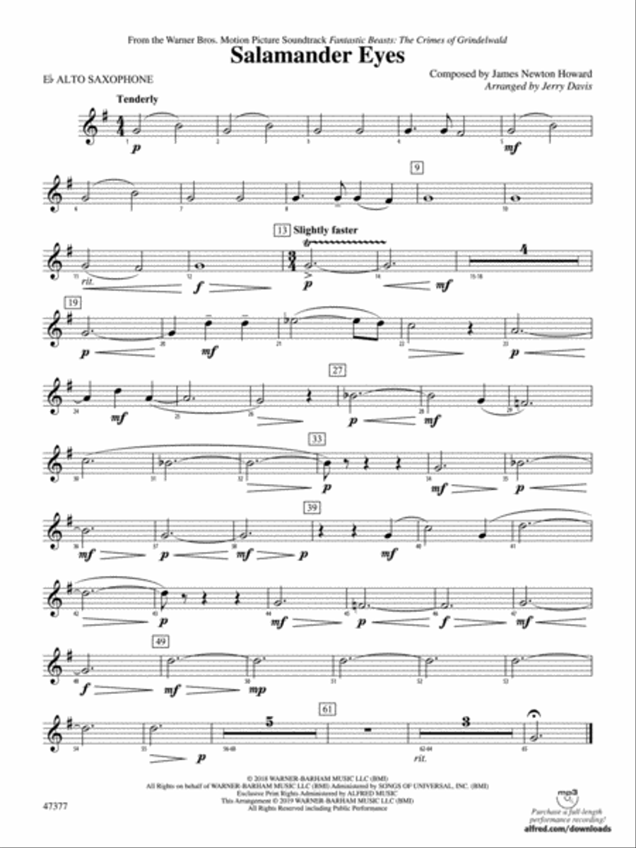 Salamander Eyes: E-flat Alto Saxophone Concert Band scores gallery preview page 1