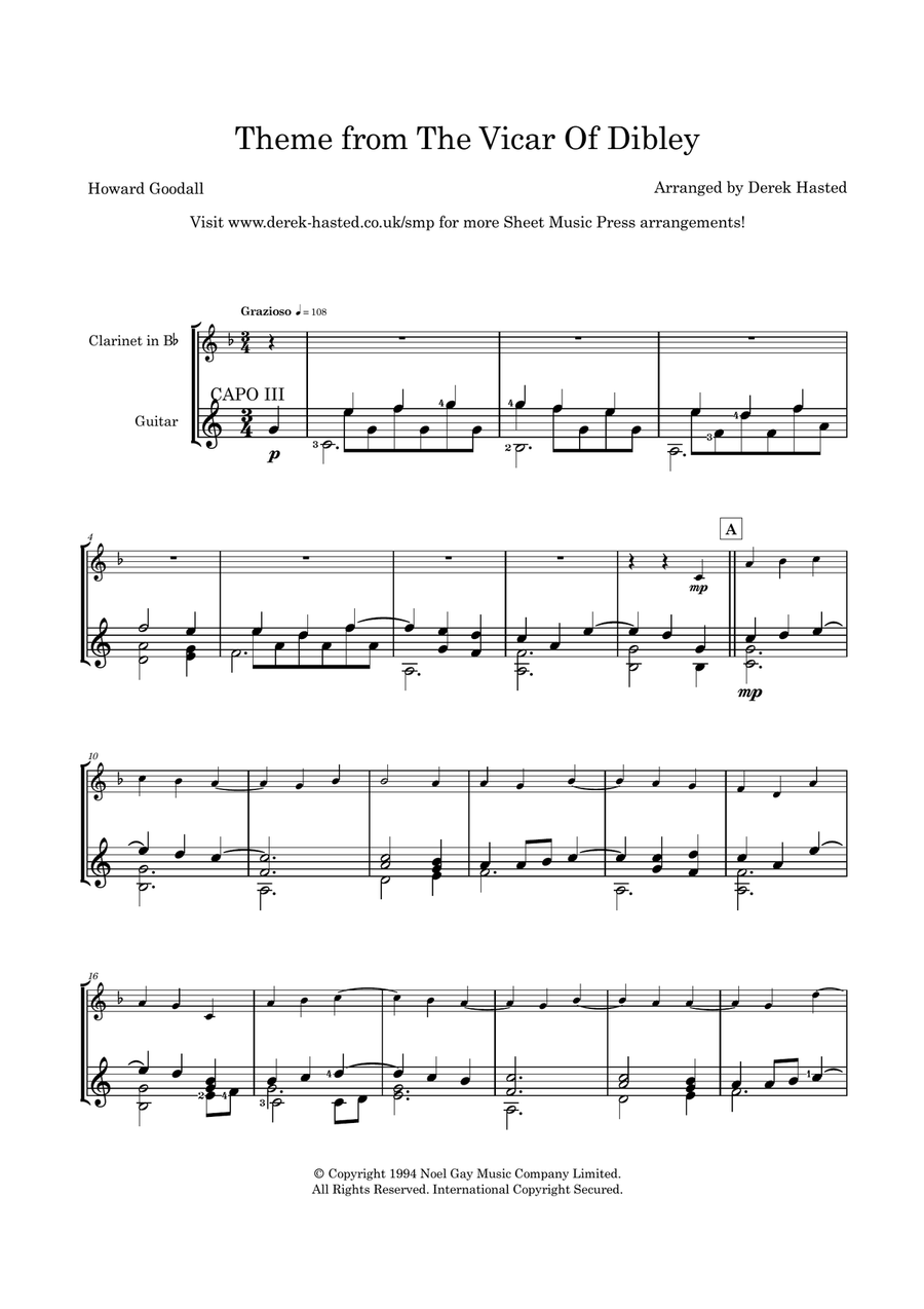 Psalm 23 (theme From The Vicar Of Dibley) B-Flat Clarinet scores gallery preview page 4
