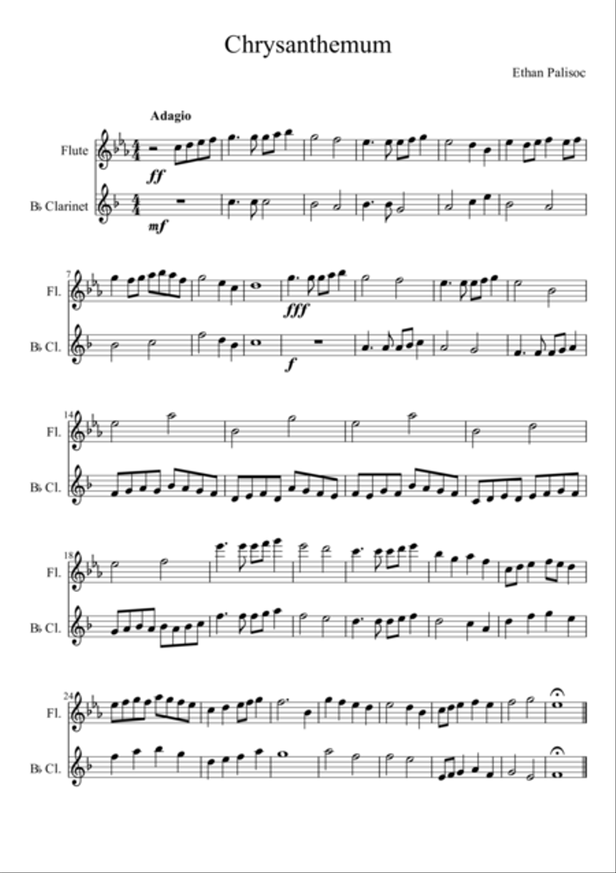 Chrysanthemum Chrysanthemum Woodwind Duet scores gallery preview page 1