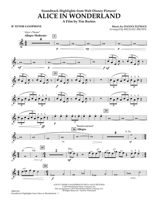 Alice In Wonderland, Soundtrack Highlights - Bb Tenor Saxophone