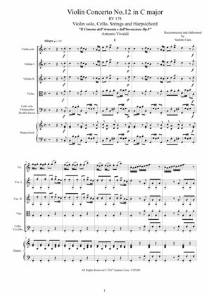 Vivaldi - Violin Concerto No.12 in C major RV 178 Op.8 for Violin solo, Strings and Harpsichord