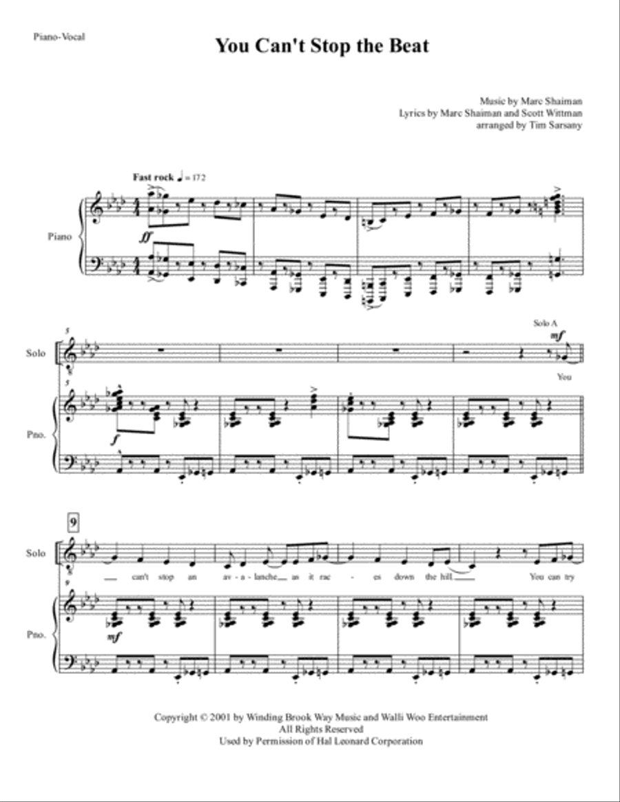 You Can't Stop The Beat TTBB scores gallery preview page 1