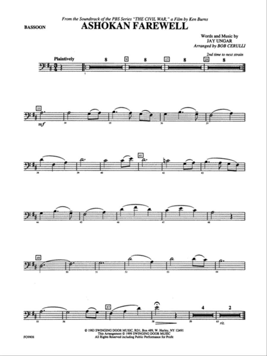 Book cover for Ashokan Farewell: Bassoon