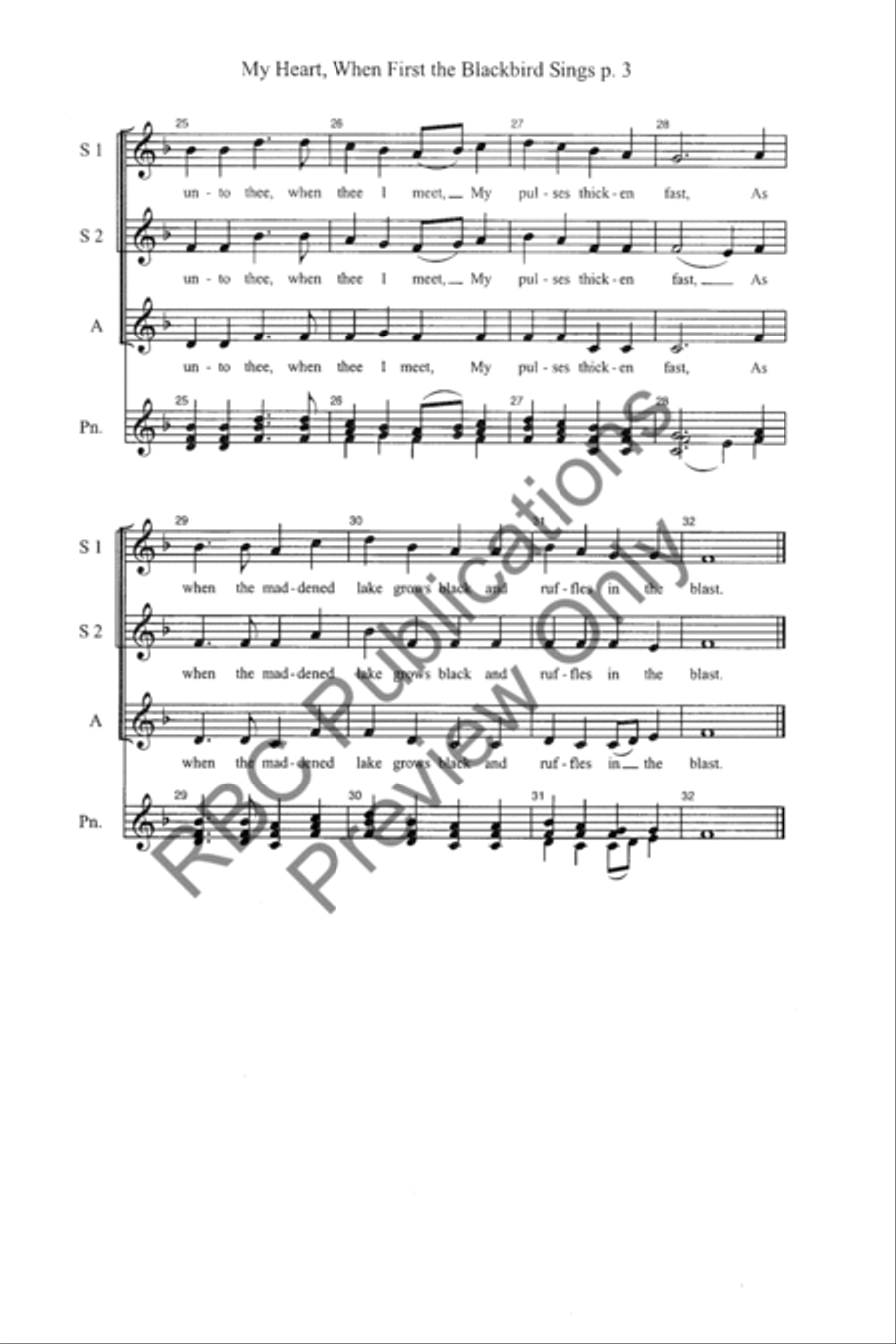 My Hear, When First The Blackbird Sings (SSA) SSA scores gallery preview page 5