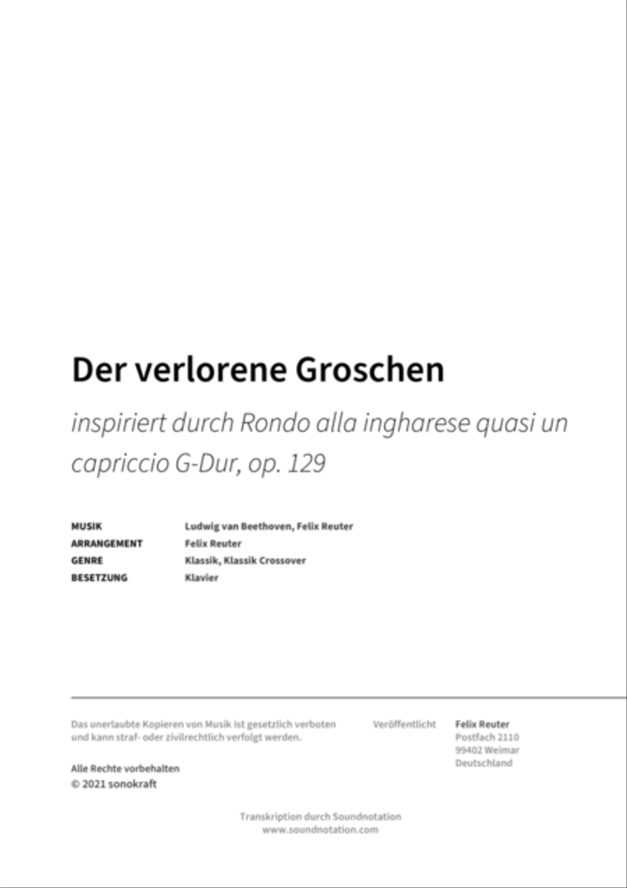 Der verlorene Groschen Piano scores gallery preview page 2