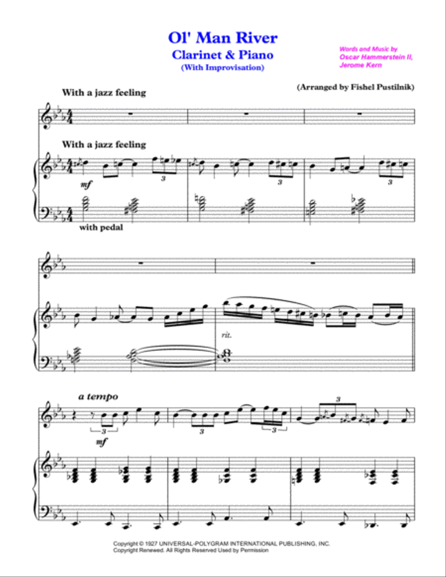 Ol' Man River Clarinet Solo scores gallery preview page 2