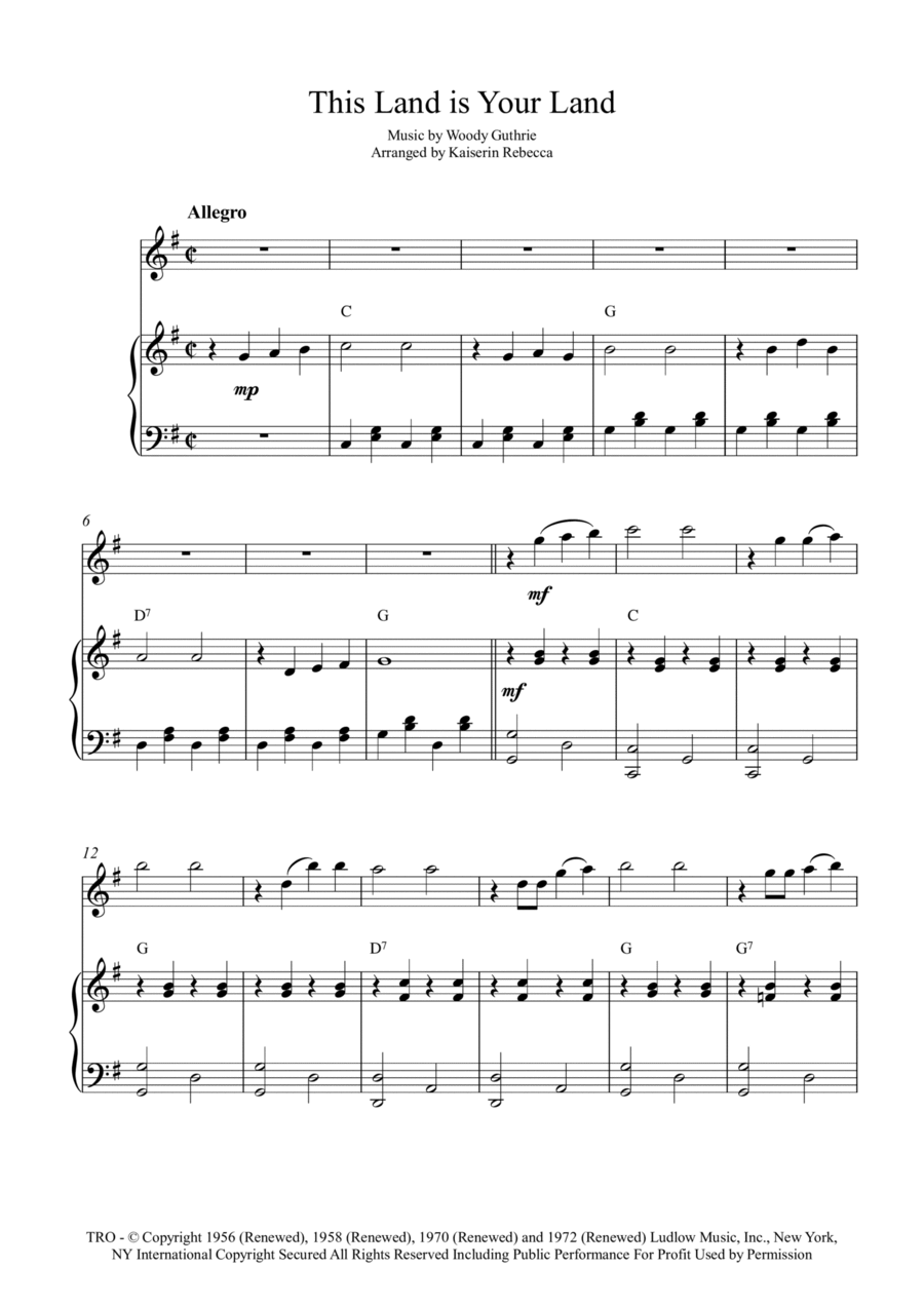 This Land Is Your Land Flute Solo scores gallery preview page 1