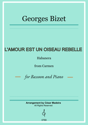 Habanera from Carmen by Bizet - Bassoon and Piano (Full Score and Parts)