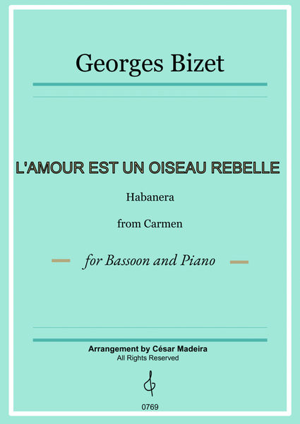 Habanera from Carmen by Bizet - Bassoon and Piano (Full Score and Parts) image number null