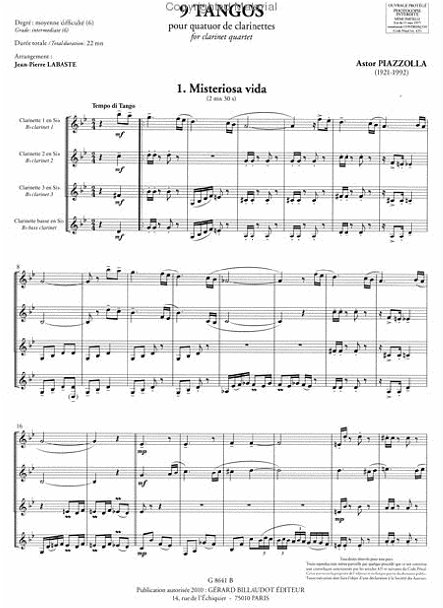9 Tangos Chamber Music scores gallery preview page 2