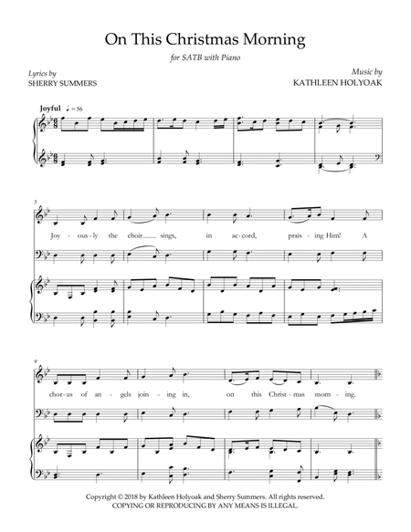 On This Christmas Morning - for SATB choir - Music by KATHLEEN HOLYOAK image number null