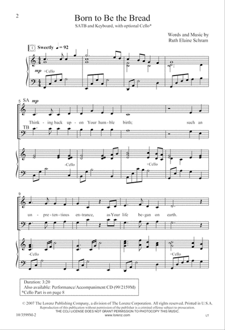 Born to Be the Bread 4-Part scores gallery preview page 3