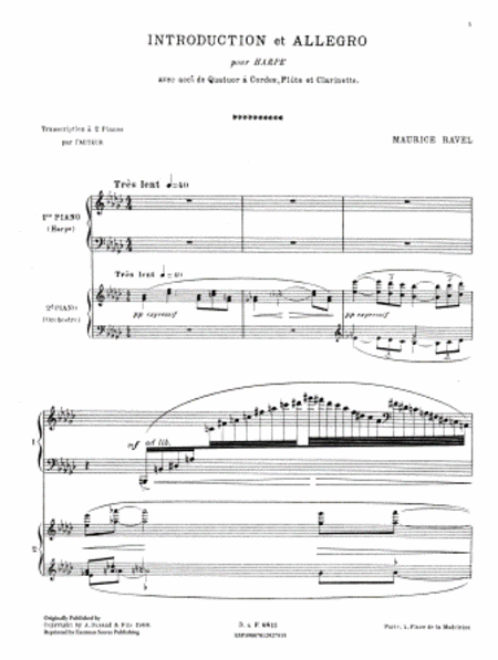 Introduction et allegro pour harpe avec acct. de quatour a cordes, flute et clarinette