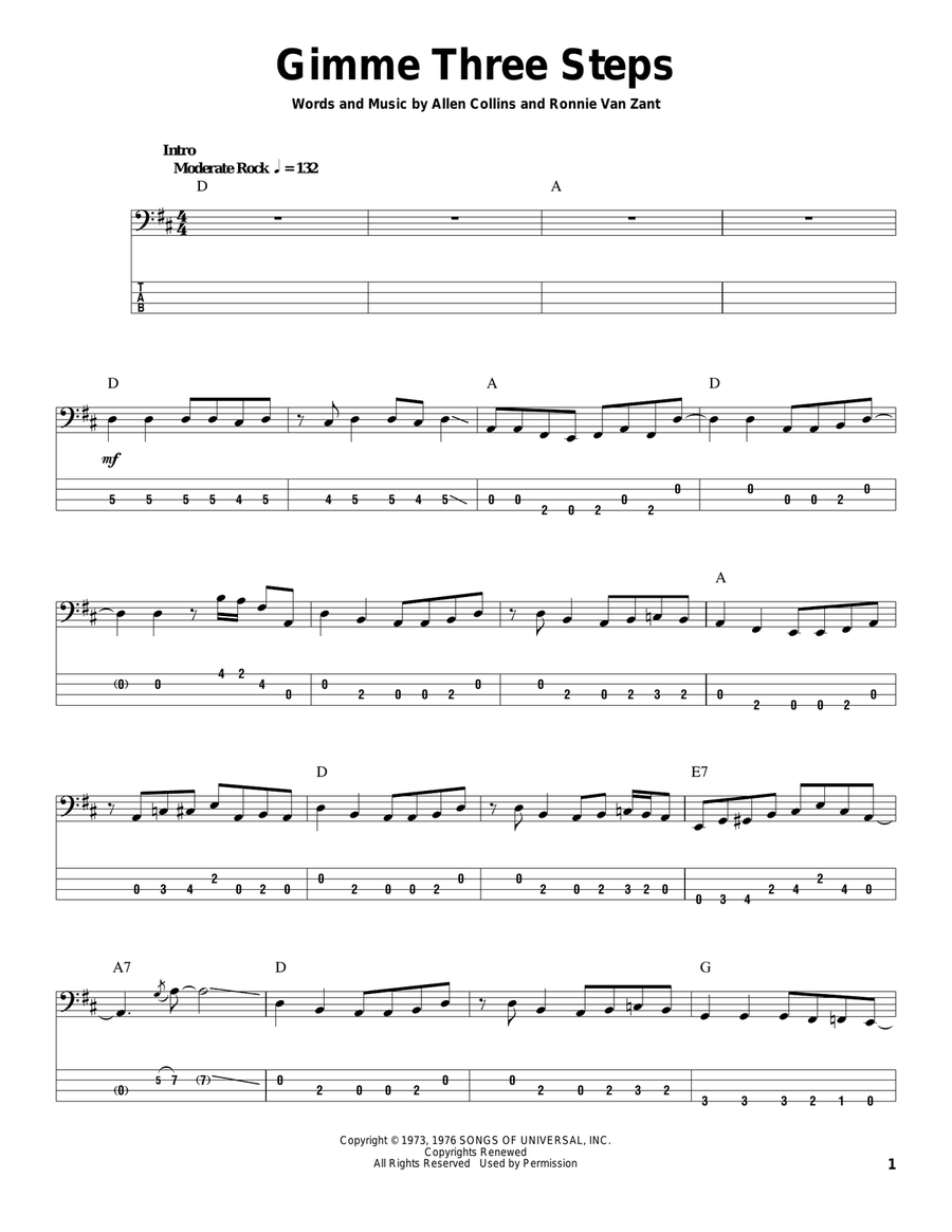 Gimme Three Steps Acoustic Guitar scores gallery preview page 1