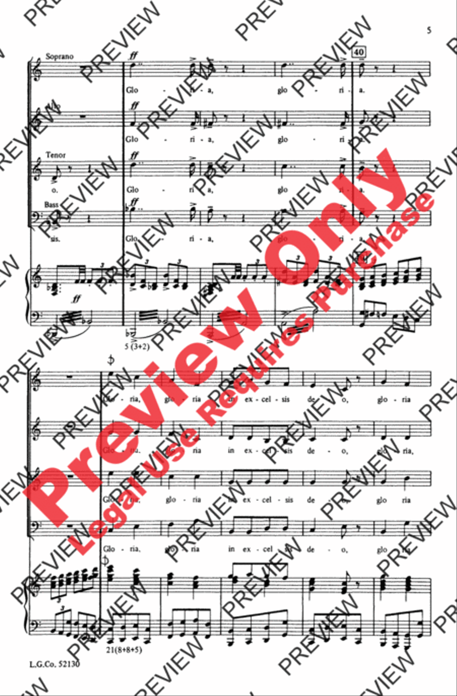 Gloria (from Messa di Gloria) 4-Part scores gallery preview page 6