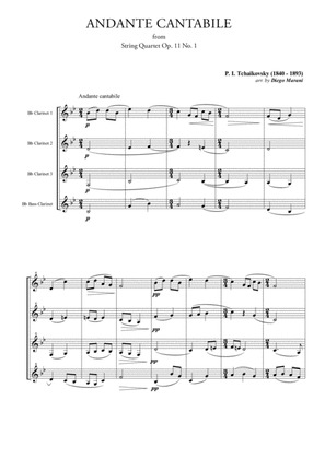 Book cover for "Andante Cantabile" for Clarinet Quartet