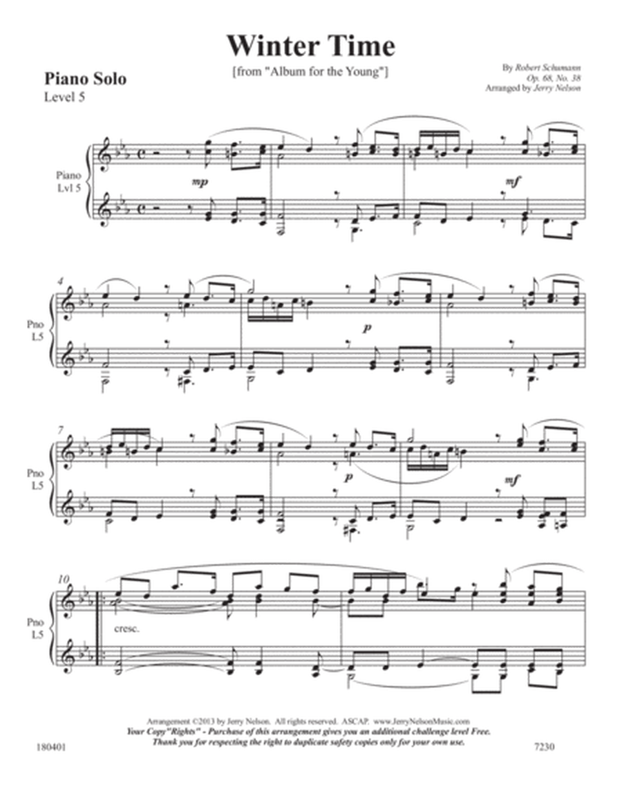 Winter Time (Schumann) - (2 for 1 PIANO Standalone Arr's) image number null
