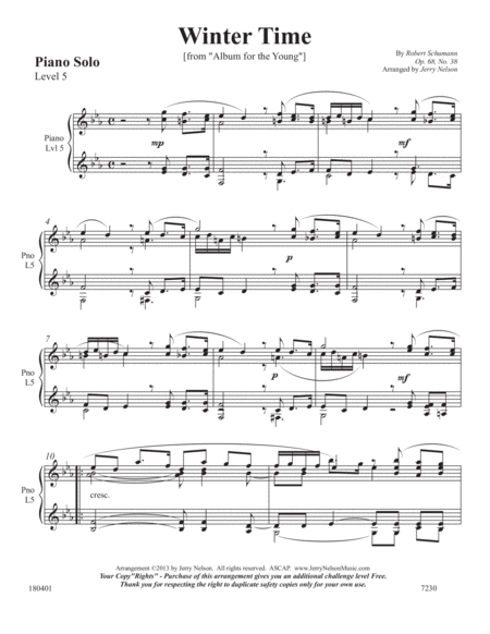 Winter Time (Schumann) - (2 for 1 PIANO Standalone Arr's) image number null