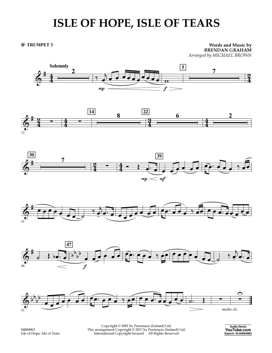 Isle of Hope, Isle of Tears - Bb Trumpet 3 Concert Band scores gallery preview page 1