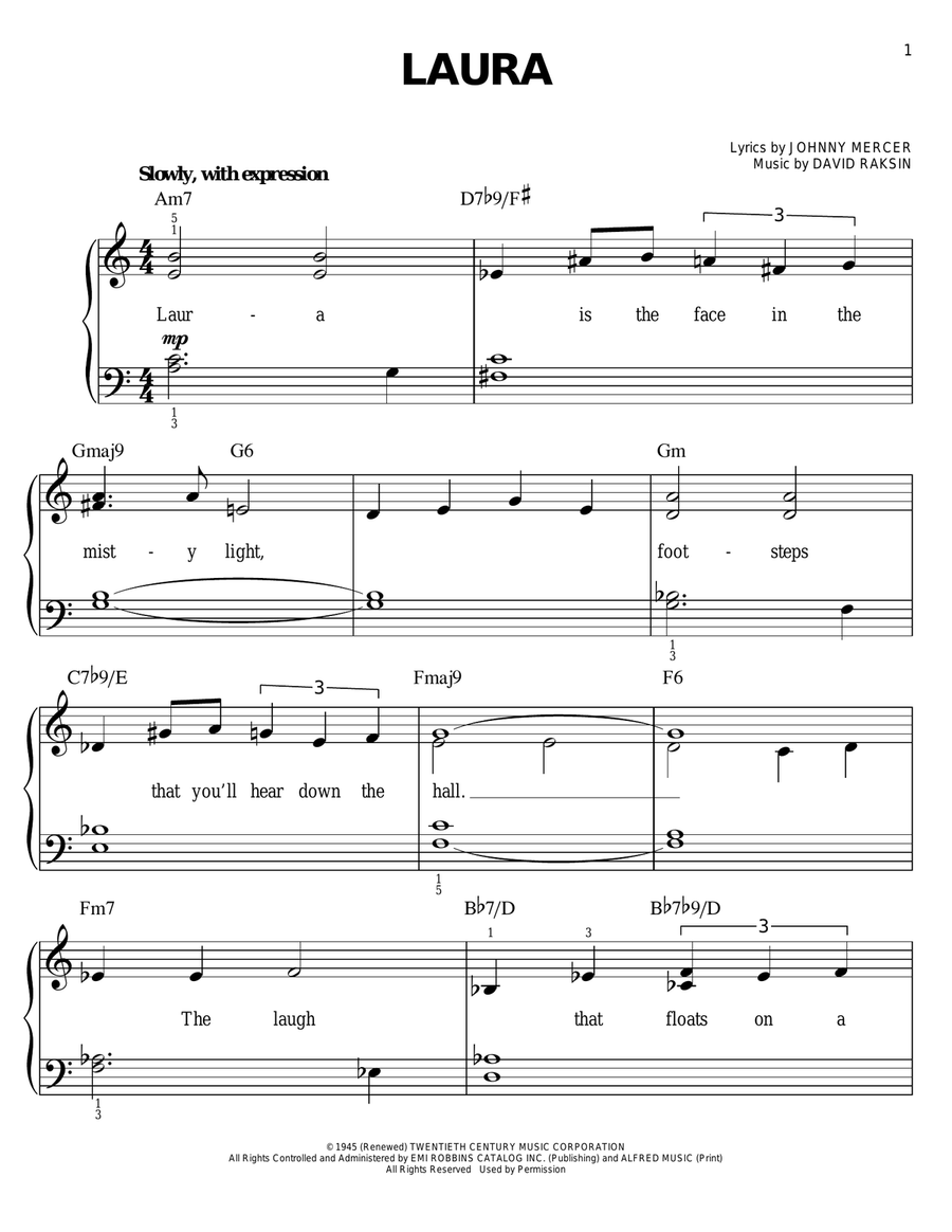 Laura Easy Piano scores gallery preview page 1