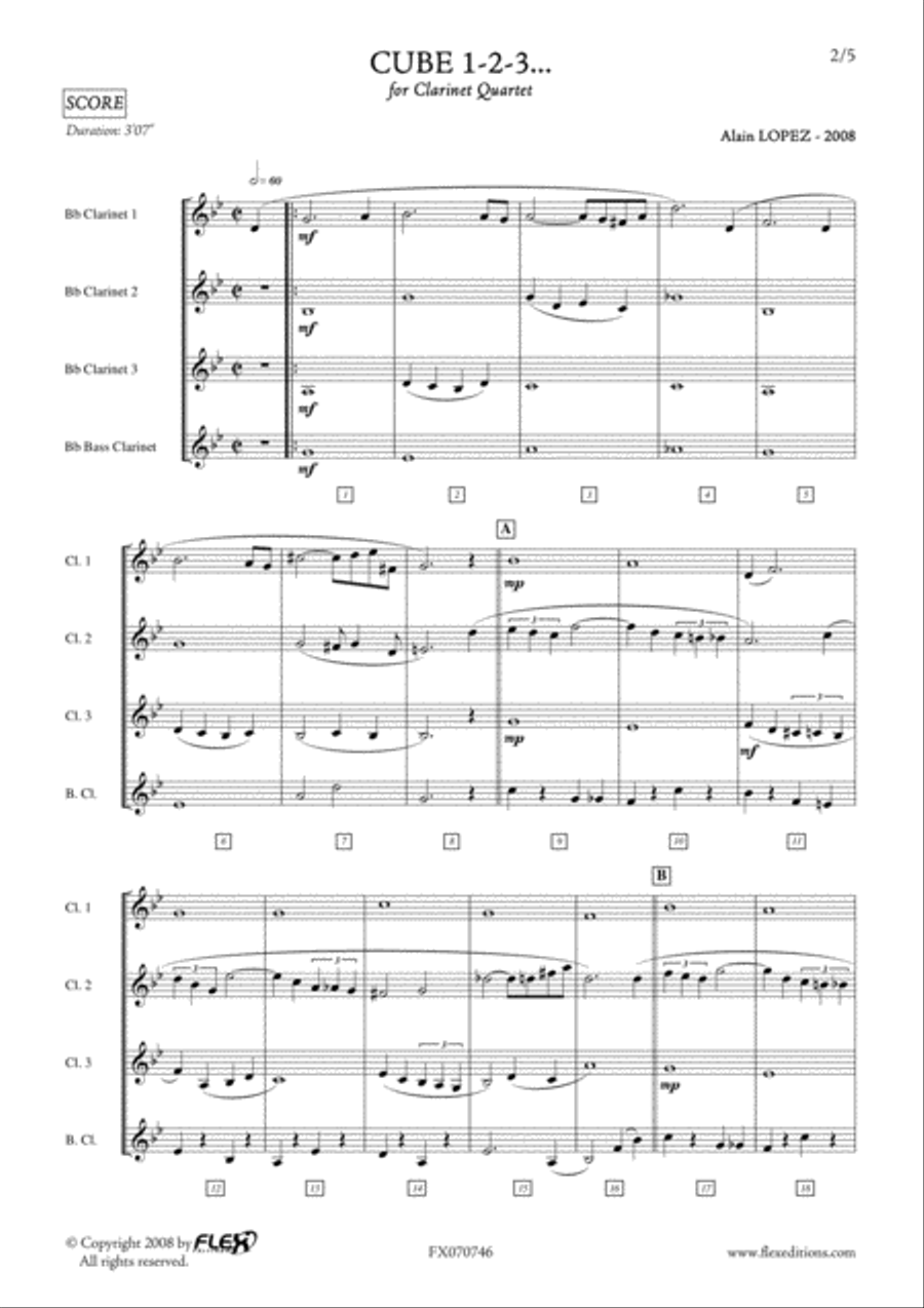 Cube 1-2-3... Clarinet Quartet scores gallery preview page 2