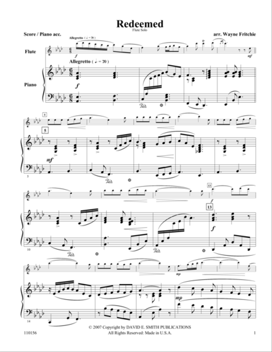 Redeemed Flute Solo scores gallery preview page 1