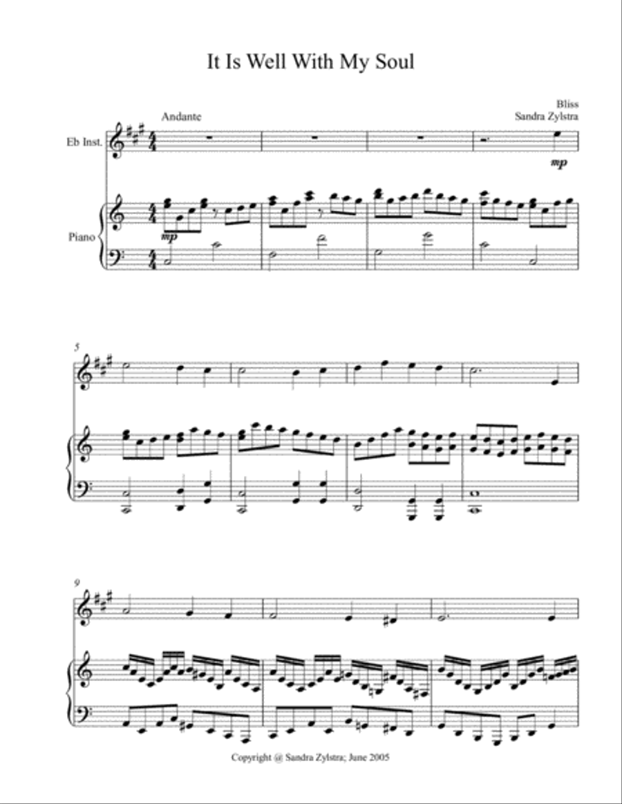 It Is Well With My Soul (treble Eb instrument solo) Alto Saxophone scores gallery preview page 2