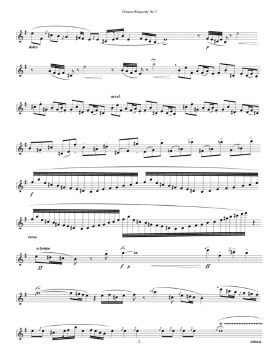 CHINESE RHAPSODY No.3 For Saxophone with various ensemble, Op.46(1988) [Solo part] Alto Saxophone scores gallery preview page 2
