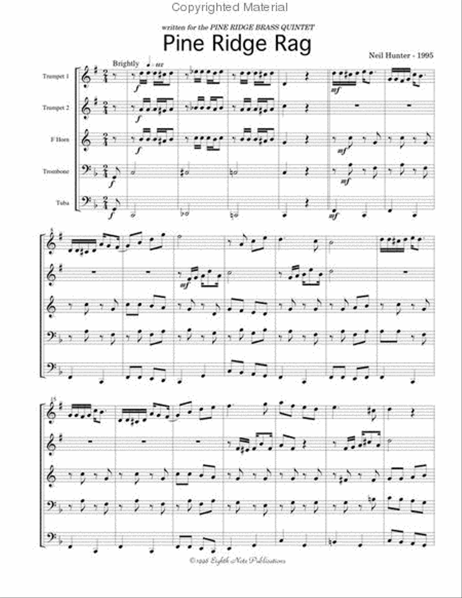Pine Ridge Rag Brass Quintet scores gallery preview page 2