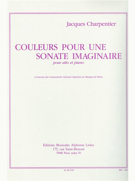 Charpentier Couleurs Pour Une Sonate Imaginaire Viola & Piano Book