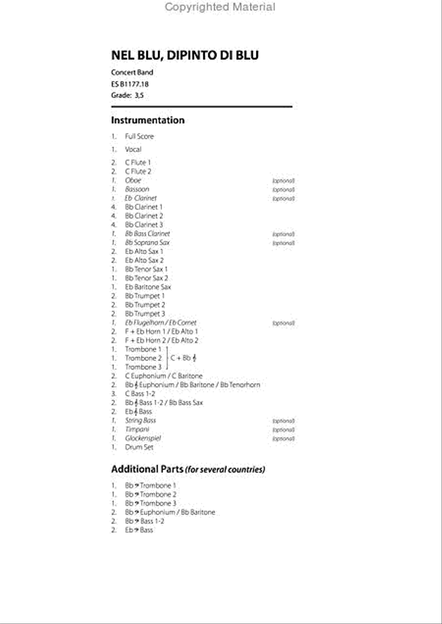 Nel Blu, Dipinto Di Blu Nel Blu, Dipinto Di Blu Concert Band scores gallery preview page 2