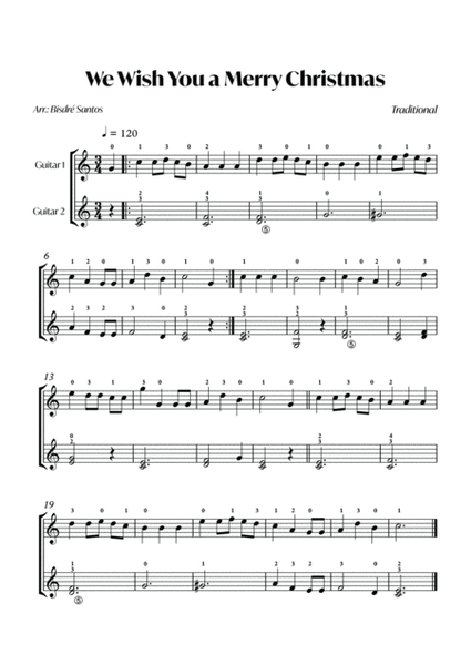 We Wish You a Merry Christmas (Traditional) - Easy Guitar Duo - Score and parts image number null