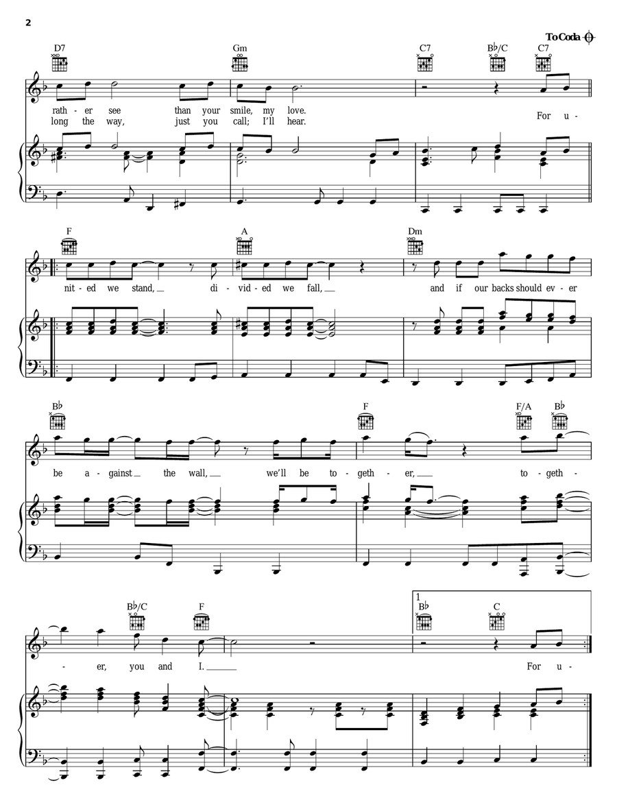 United We Stand Piano, Vocal, Guitar scores gallery preview page 2